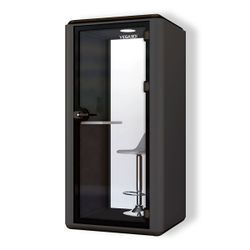 Cabina Box Individual con Mesa Alta - Exterior Metálico Antracita, Sensor de Presencia, Iluminación LED, Carga USB y Ventilación Eficiente