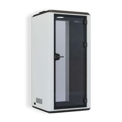 Cabina Box Individual con Mesa Alta - Exterior Metálico Blanco, Sensor de Presencia, Iluminación, Carga USB y Ventilación