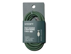 Cable groovy usb 2.0 tipo c a tipo c longitud 1 mt silicona color verde salvia