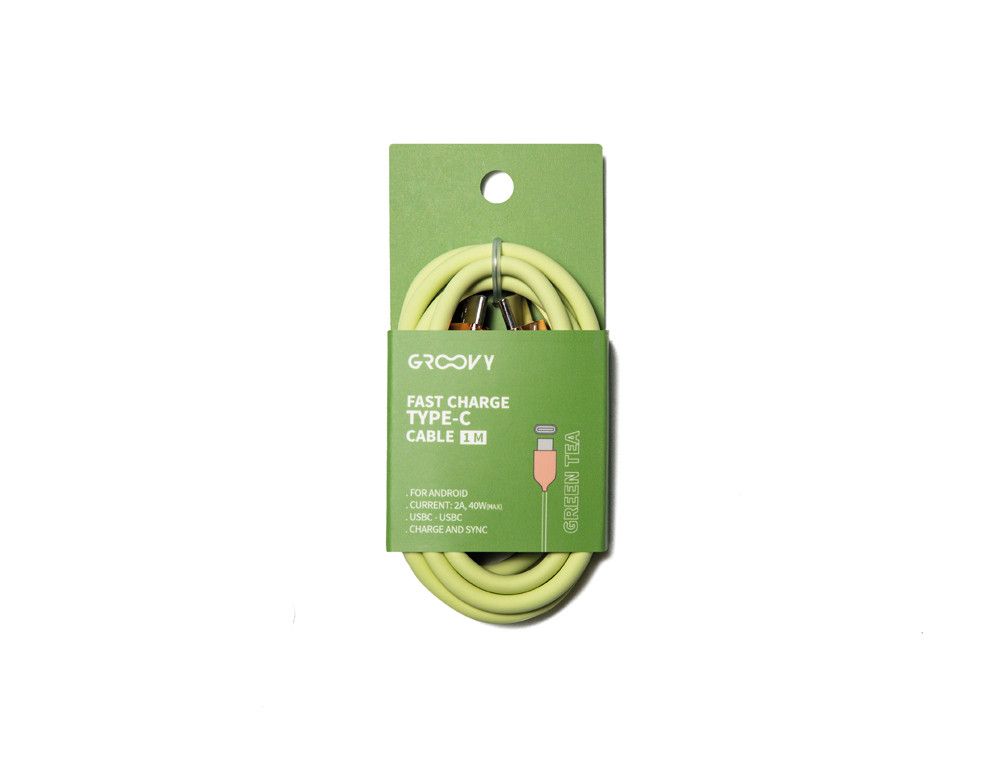 Cable groovy usb 2.0 tipo c a tipo c longitud 1 mt silicona color verde te