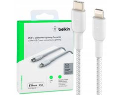 Cable trenzado belkin caa004bt1mwh usb-c a lightning boost charge largo 1 m color blanco