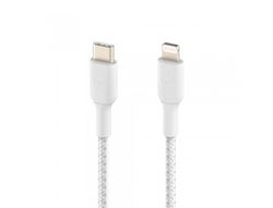 Cable trenzado belkin caa004bt1mwh usb-c a lightning boost charge largo 1 m color blanco