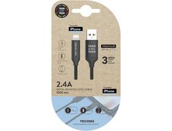 Cable usb 2.4 tech one tech braided nylon tipo usb apple micro usb longitud 1 mt color negro