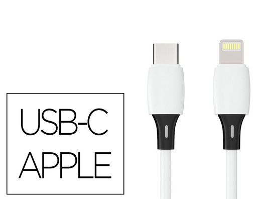 Cable usb-c a apple lightning q-connect pvc longitud 2m blanco