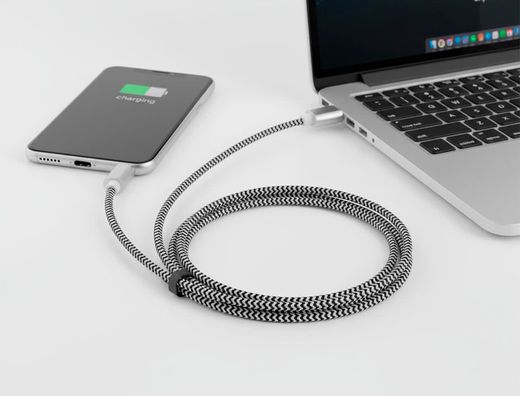 Cable usb-c a usb-a q-connect nailon longitud 1m blanco