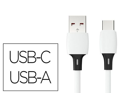 Cable usb-c a usb-a q-connect pvc longitud 2m blanco