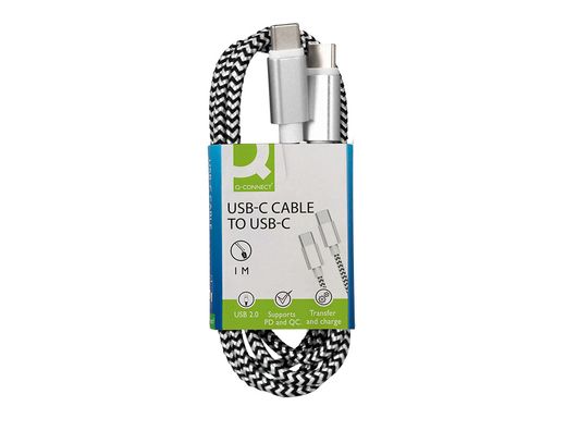 Cable usb-c a usb-c q-connect nailon longitud 1m blanco