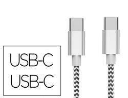 Cable usb-c a usb-c q-connect nailon longitud 1m blanco