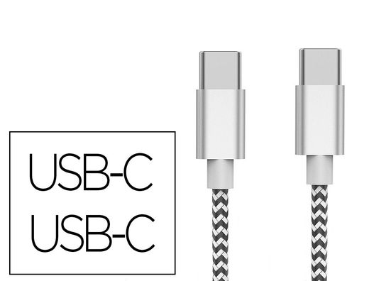 Cable usb-c a usb-c q-connect nailon longitud 1m blanco