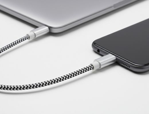 Cable usb-c a usb-c q-connect nailon longitud 1m blanco