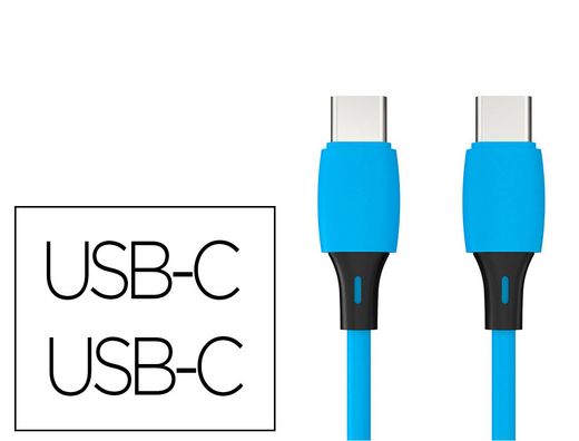 Cable usb-c a usb-c q-connect pvc longitud 1m azul