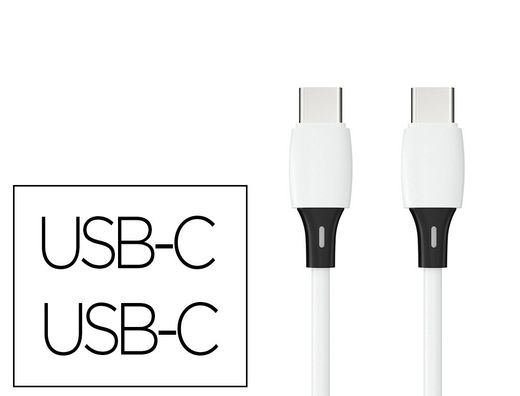 Cable usb-c a usb-c q-connect pvc longitud 1m blanco