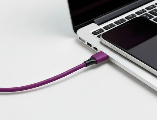 Cable usb-c a usb-c q-connect pvc longitud 1m morado