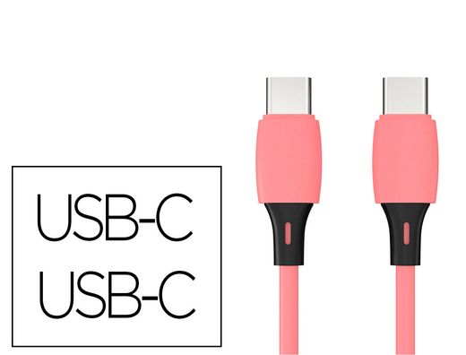 Cable usb-c a usb-c q-connect pvc longitud 1m rosa