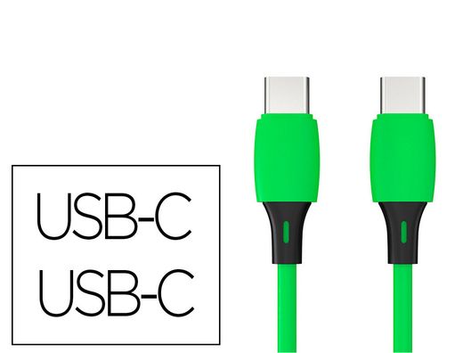 Cable usb-c a usb-c q-connect pvc longitud 1m verde