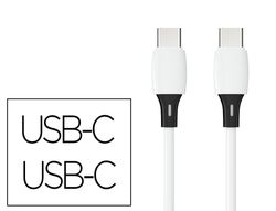 Cable usb-c a usb-c q-connect pvc longitud 2m blanco