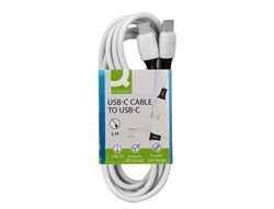 Cable usb-c a usb-c q-connect pvc longitud 3m blanco