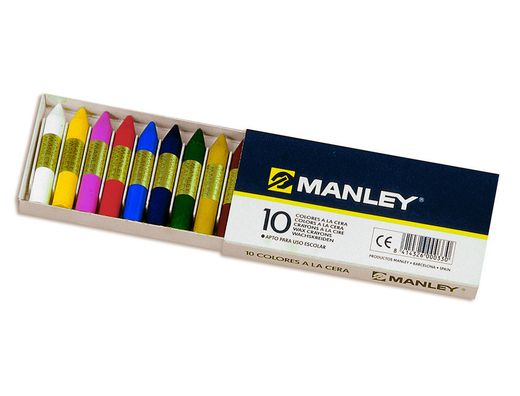 Caja 10 ceras colores variados Manley