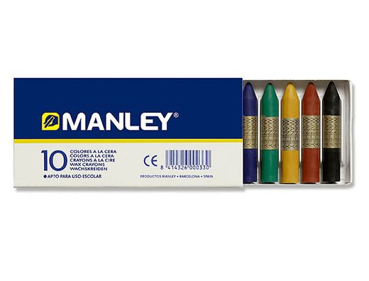 Caja 10 ceras colores variados Manley