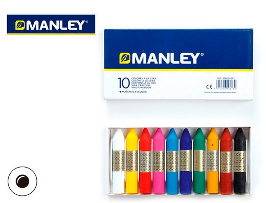 Caja 10 ceras colores variados Manley