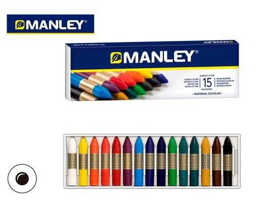 Caja 15 ceras colores variados Manley