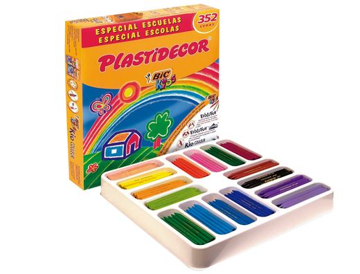 Caja 352 barritas cera de plastidecor colores variados Bic