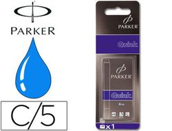 Caja 5 cartuchos de tinta azul real lavable Parker