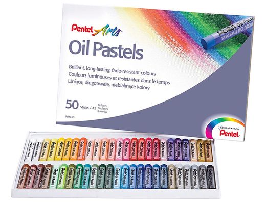 Caja 50 pasteles de aceite colores brillantes