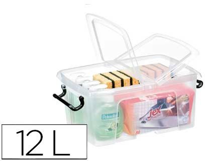 Caja almacenamiento Cep 12 l. cierre clips transparente