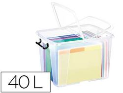 Caja almacenamiento Cep 40 l. cierre clips transparente