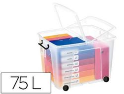 Caja almacenamiento Cep 75 l. cierre clips transparente