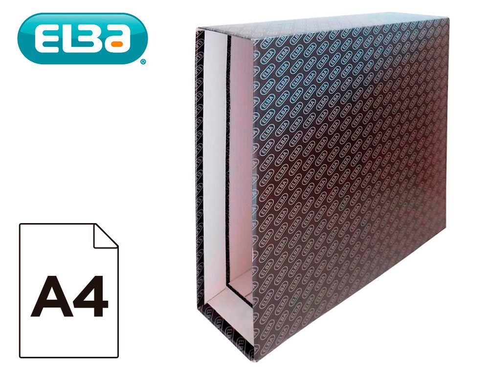 Caja archivador de palanca carton forrado elba din a4 lomo 85 mm negro