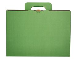 Caja archivador definitivo liderpapel carton reforzado con asa color verde cheque libro 393x120x279mm