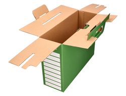 Caja archivador definitivo liderpapel carton reforzado con asa color verde cheque libro 393x120x279mm
