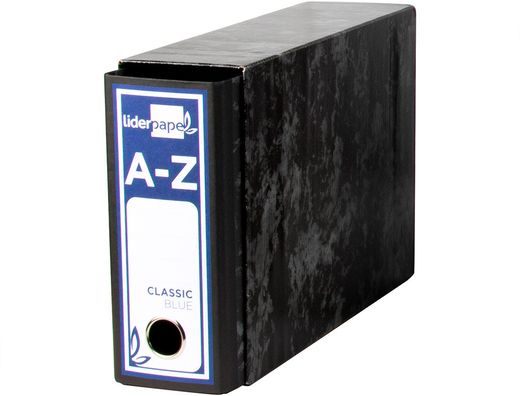 Caja Archivador Liderpapel Classic Blue Cuarto Apaisado Negra