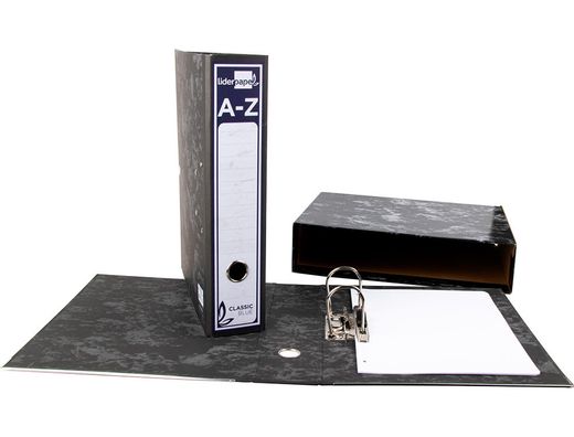 Caja Archivador Liderpapel Classic Blue Cuarto Apaisado Negra