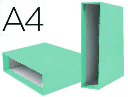 Caja Archivador Liderpapel de Palanca Carton Din A4 Documenta Lomo 75 mm Verde Claro