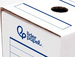 Caja archivo definitivo automatica liderpapel folio carton reciclado 325g/m2 lomo 100 mm blanco 360x100x255mm