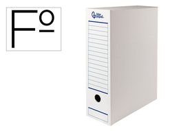 Caja archivo definitivo automatica liderpapel folio carton reciclado 325g/m2 lomo 100 mm blanco 360x100x255mm