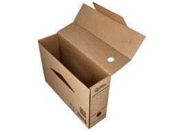 Caja archivo definitivo liderpapel din A4 carton reciclado 325g/m2 lomo 82 mm kraft 325x82x250 mm