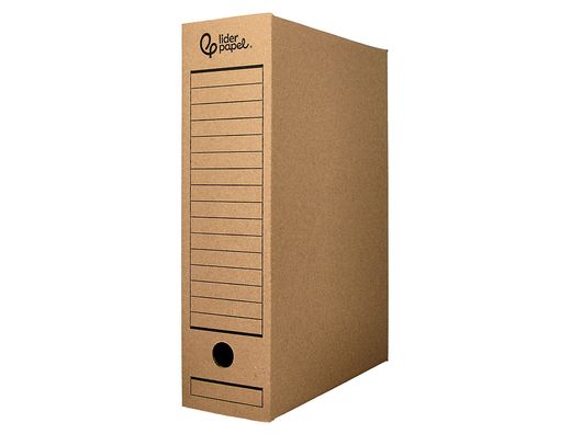 Caja archivo definitivo liderpapel din A4 carton reciclado 325g/m2 lomo 82 mm kraft 325x82x250 mm