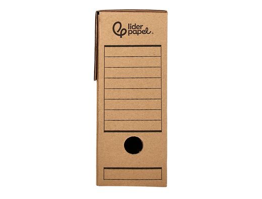 Caja archivo definitivo liderpapel din A4 carton reciclado 325g/m2 lomo 82 mm kraft 325x82x250 mm