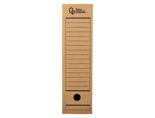 Caja archivo definitivo liderpapel din A4 carton reciclado 325g/m2 lomo 82 mm kraft 325x82x250 mm