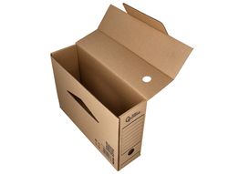 Caja archivo definitivo liderpapel folio carton reciclado 325g/m2 lomo 100 mm kraft 365x100x251 mm