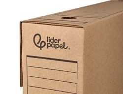 Caja archivo definitivo liderpapel folio carton reciclado 325g/m2 lomo 100 mm kraft 365x100x251 mm