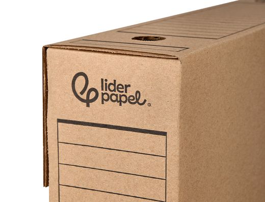 Caja archivo definitivo liderpapel folio carton reciclado 325g/m2 lomo 100 mm kraft 365x100x251 mm