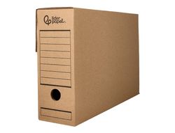 Caja archivo definitivo liderpapel folio carton reciclado 325g/m2 lomo 100 mm kraft 365x100x251 mm