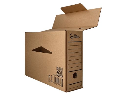 Caja archivo definitivo liderpapel folio carton reciclado 325g/m2 lomo 100 mm kraft 365x100x251 mm
