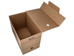 Caja archivo definitivo liderpapel folio doble ancho carton reciclado 400g/m2 lomo 200 mm kraft 367x200x251 mm