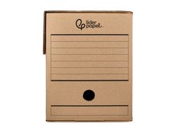 Caja archivo definitivo liderpapel folio doble ancho carton reciclado 400g/m2 lomo 200 mm kraft 367x200x251 mm